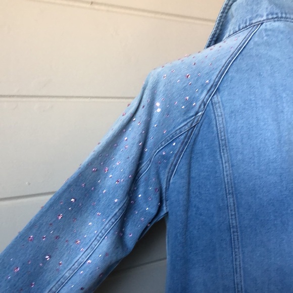 Custom Bedazzled Oversized Jean Jacket Size XS - Picture 5 of 17
